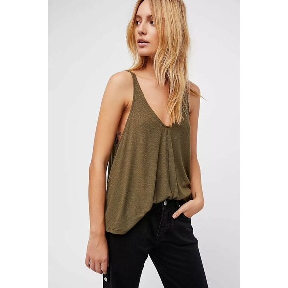 Free People Dani V-Neck Tank Top Army women - Picture 1 of 3